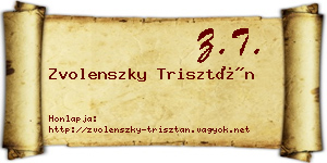Zvolenszky Trisztán névjegykártya